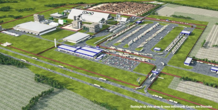 Projeto da indústria da Coamo que será instalada em Dourados a partir de agosto. (Imagem: Divulgação).